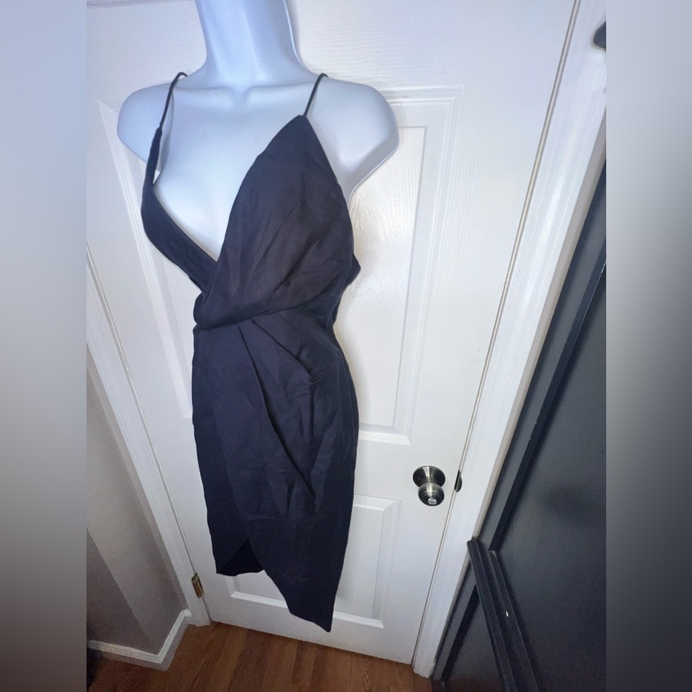 NWOT Fame and Partners US 4 The Jami Dress Midi Strappy Tulip Hem Navy Blue AU 8 - Picture 5 of 16